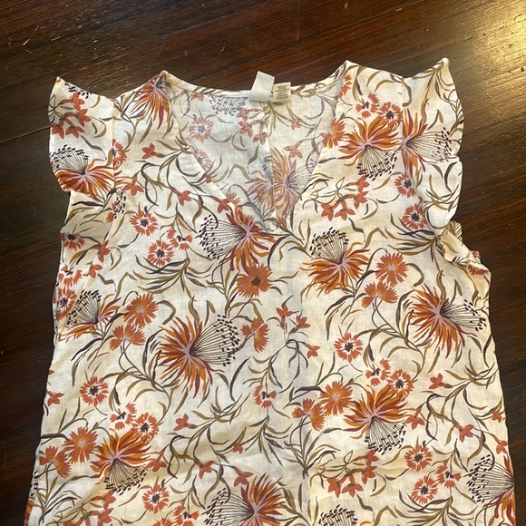 Joie linen floral sack dress ruffle sleeve small - Picture 6 of 7